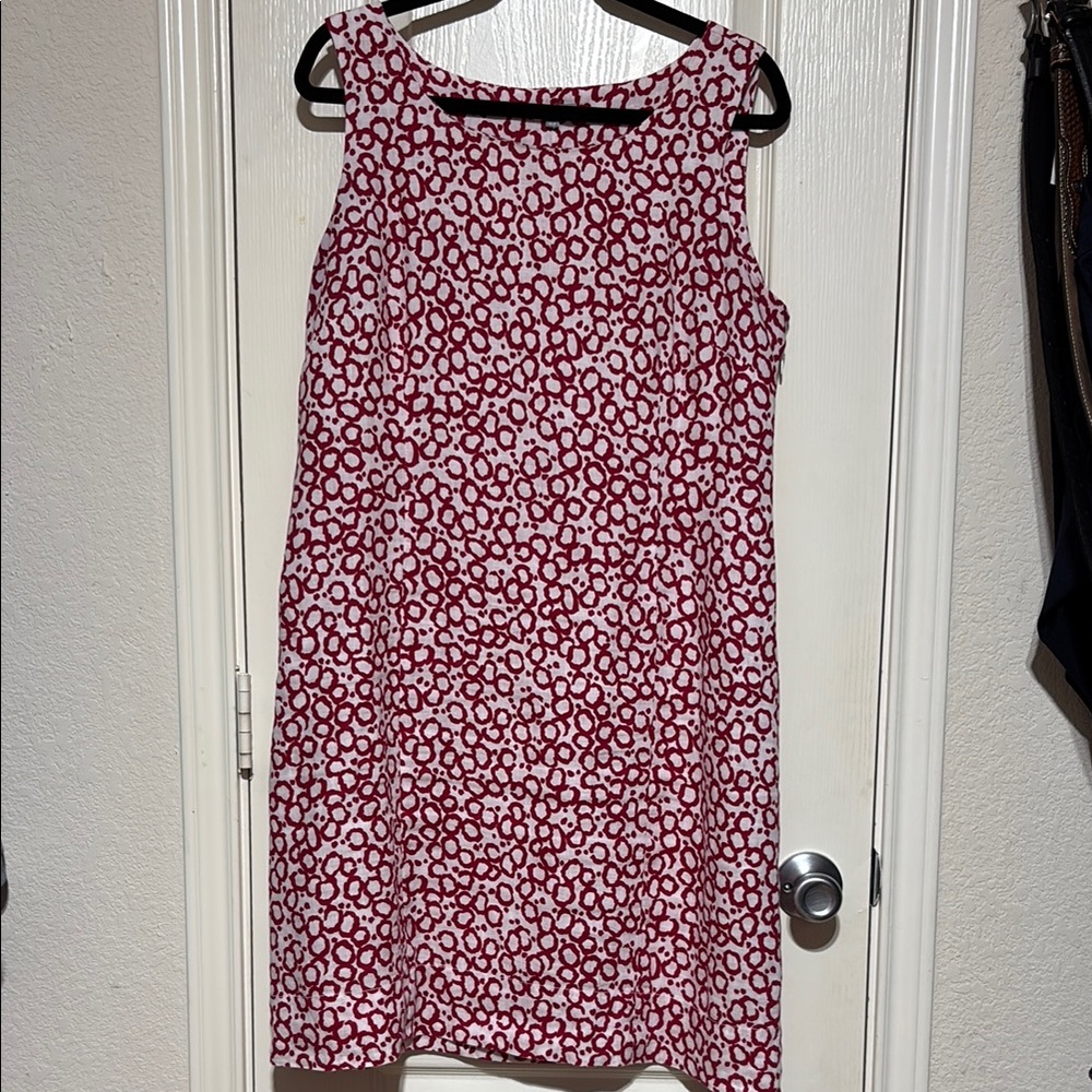 Elegant Red Patterned Linen Dress